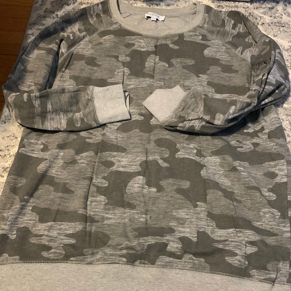 NWOT casual army print sweater